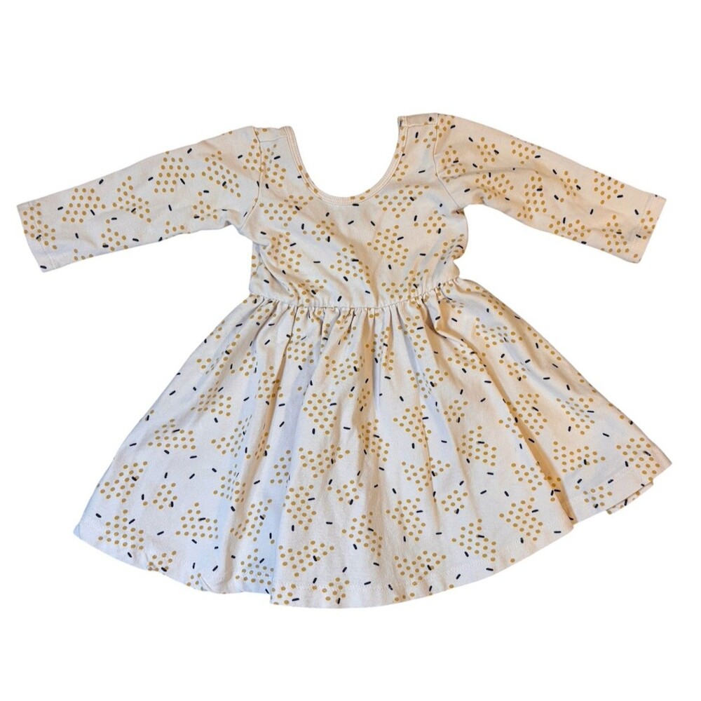 Alice + Ames Girls Size 2T Cream Geometric Dots Long Sleeve Ballet Swing Dress